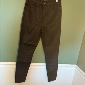 Kendall + Kylie The Kontour High-Rise Black Coated Skinny Jeans, Size 7/28